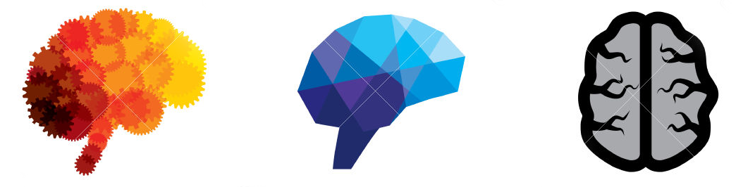 il cervello umano rappresentato graficamente con diversi colori e geometrie